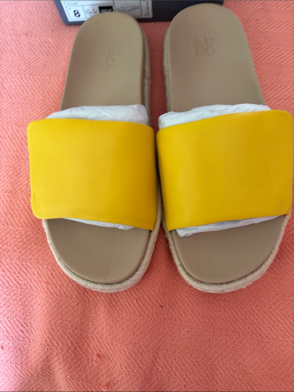 Abeo Yellow Slide Sandals with Espadrille Rope Sole - Picture 4 of 4